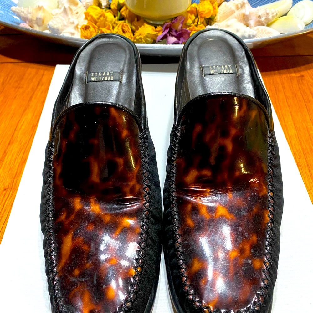 Stuart Weitzman Brown and Black Slip-On Loafers